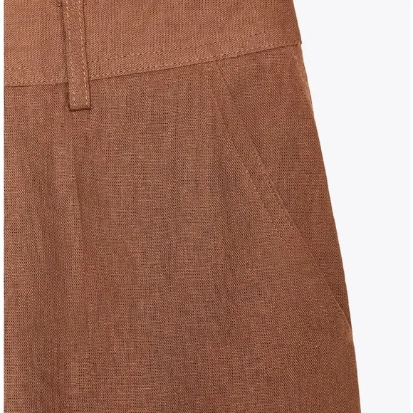Zara Elegant Brown Women's Linen Pant Set - Picture 6 of 12